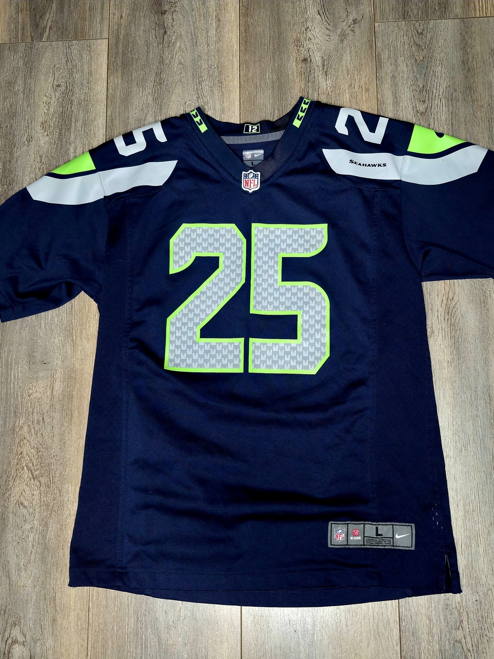 Nike Seattle Seahawks #25 Boys L Navy Game Jersey